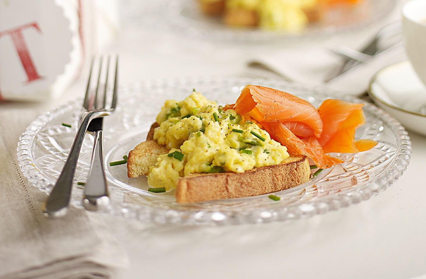 Smoked salmon and scrambled eggs