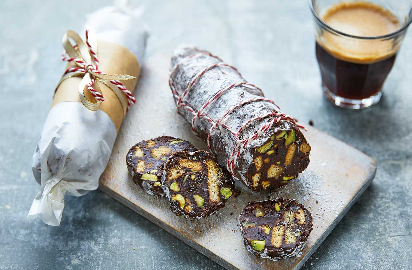 Christmas pudding chocolate salami