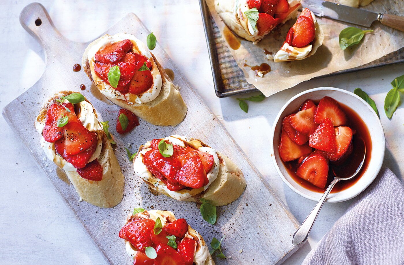 Strawberry open sandwiches