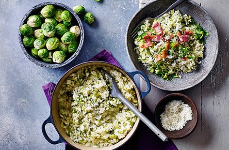 Image of "Creamy Brussels sprouts and bacon risotto"