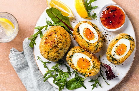 Image of "Sweet potato and spinach Scotch eggs"