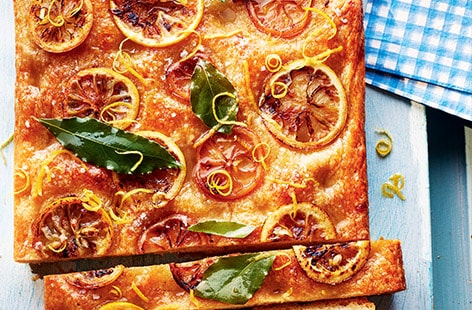 Image of "Lemon and bay sweet focaccia"