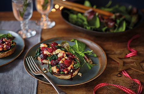 Image of "Baked mushrooms with festive cheese"