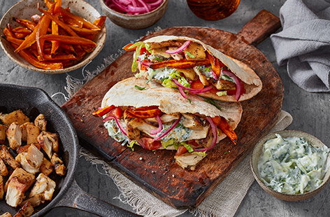 Image of "Greek-style vegan 'chicken' gyros"