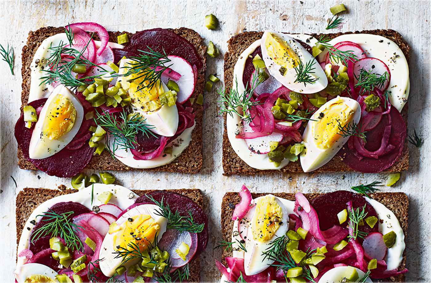 Danish open-faced rye sandwich