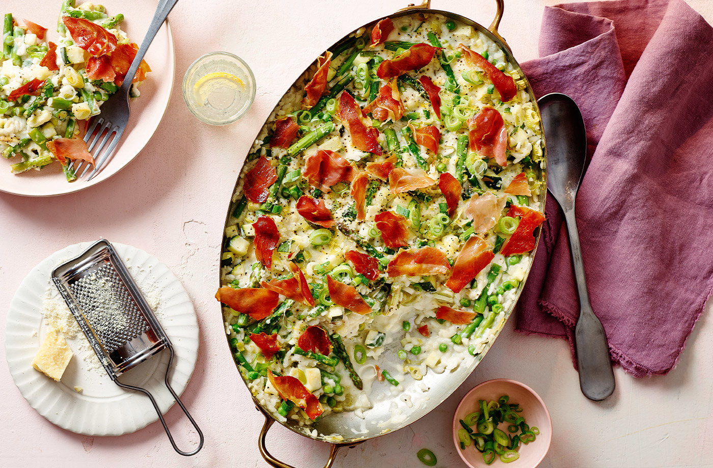 No-stir baked risotto primavera
