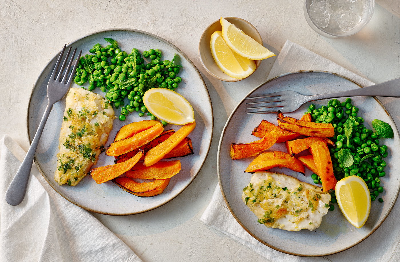 Herby fish and butternut squash 'fries'