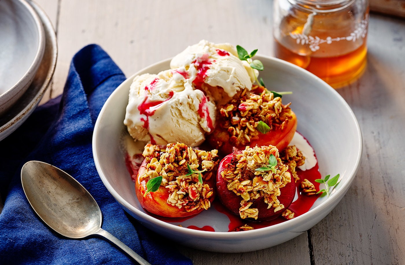 Honey-roasted stone fruit