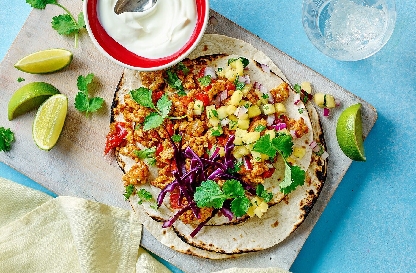 Chicken tacos with pineapple salsa
