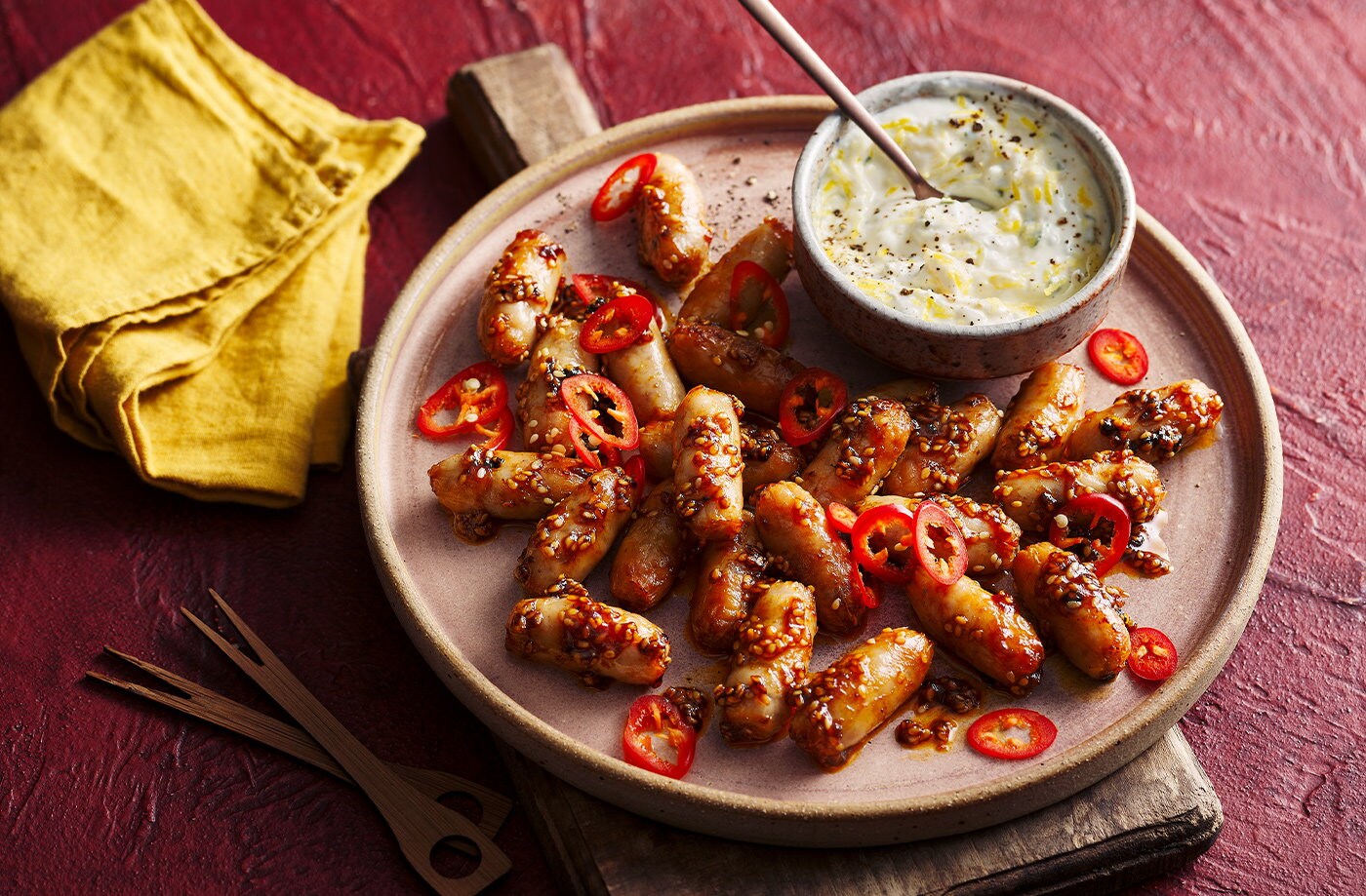 Sriracha-glazed cocktail sausages