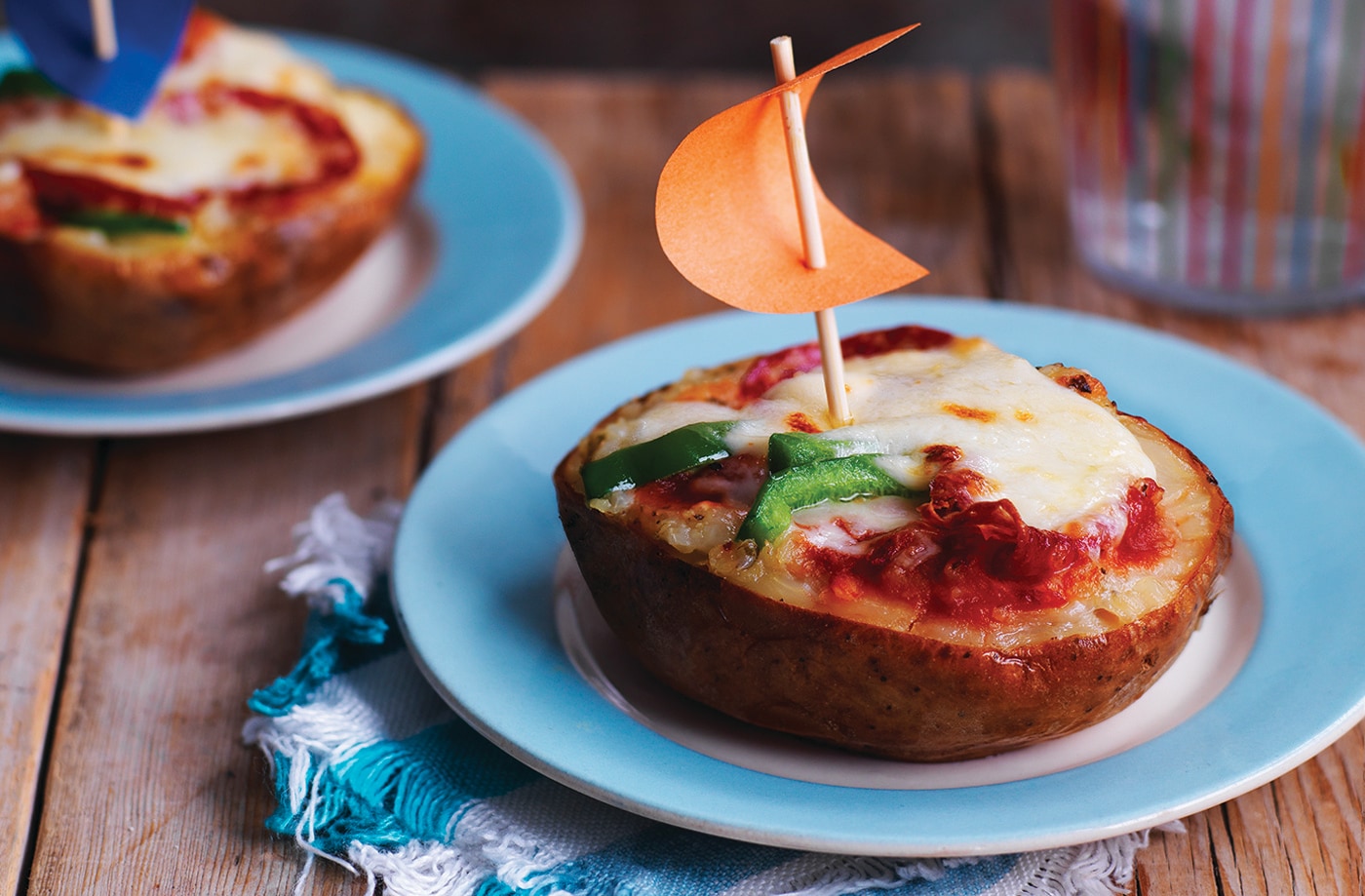 Mini pizza potato sail boats