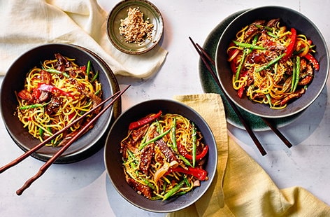 Image of "Harissa lamb noodles"