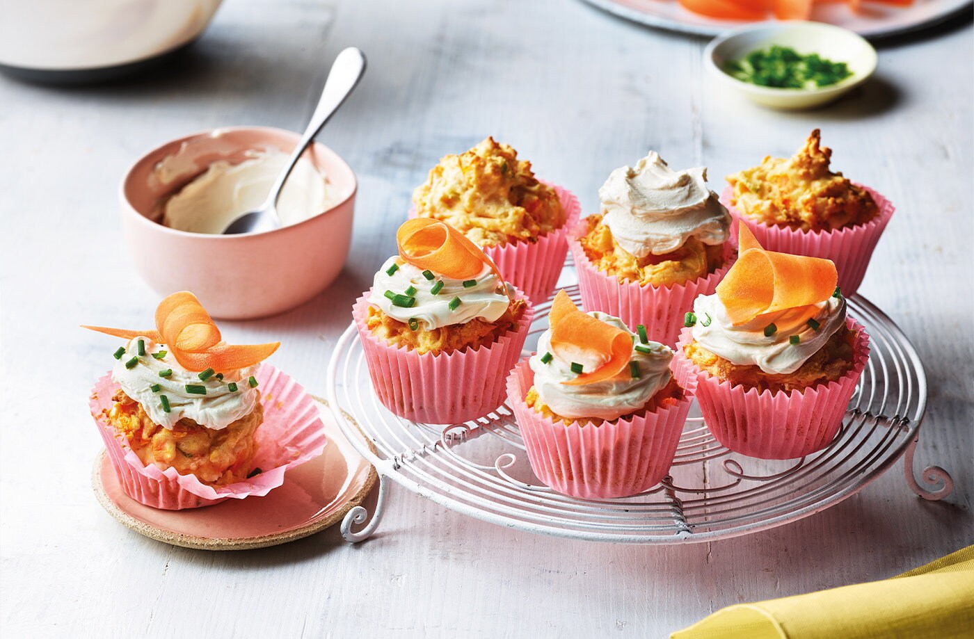 Savoury carrot cupcakes
