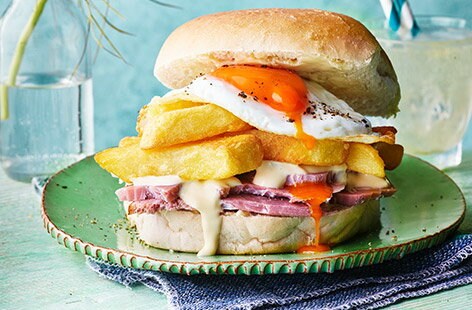 Image of "Ham, egg and chip butty"