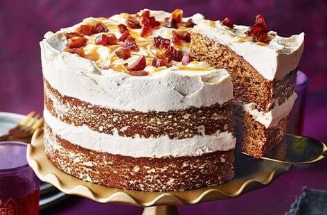 Image of "Dina Begum's caramel and date cake"