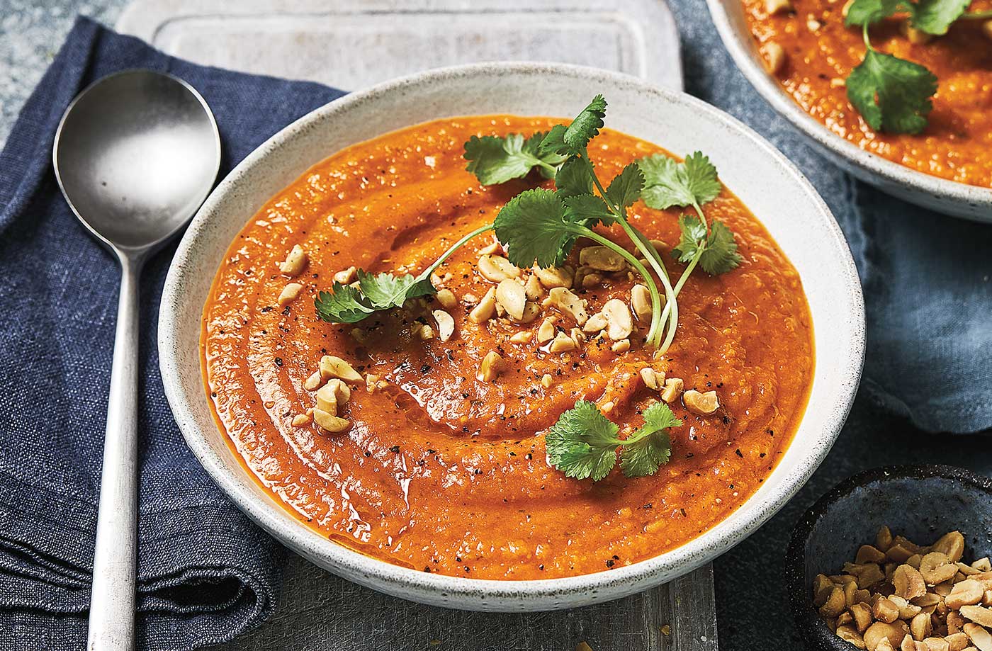 Creamy korma-style sweet potato soup
