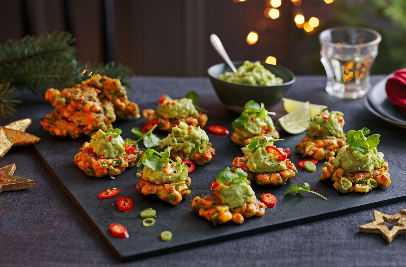 Mini Mexican sweetcorn fritters 