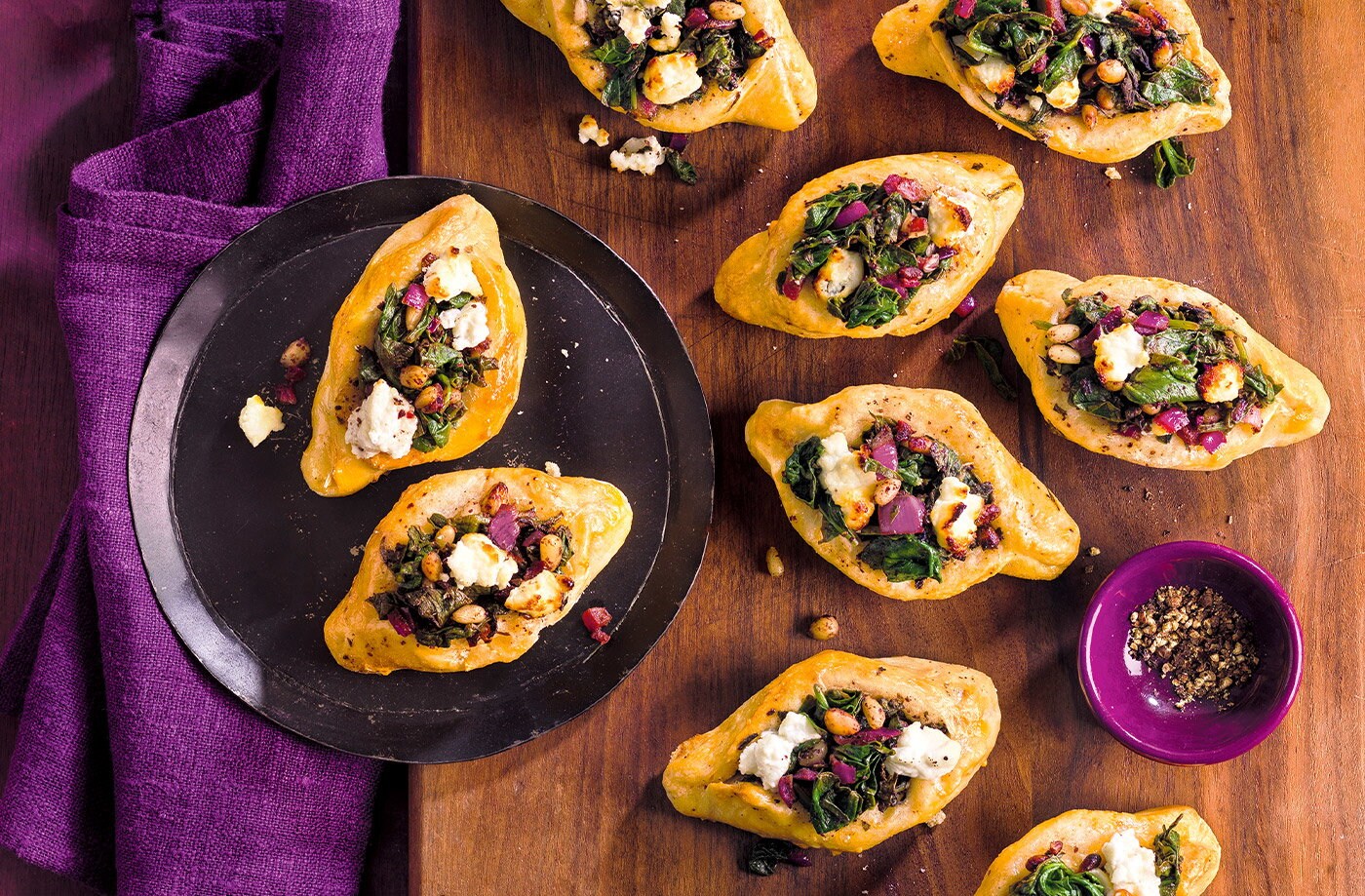 Spinach and goat’s cheese fatayer