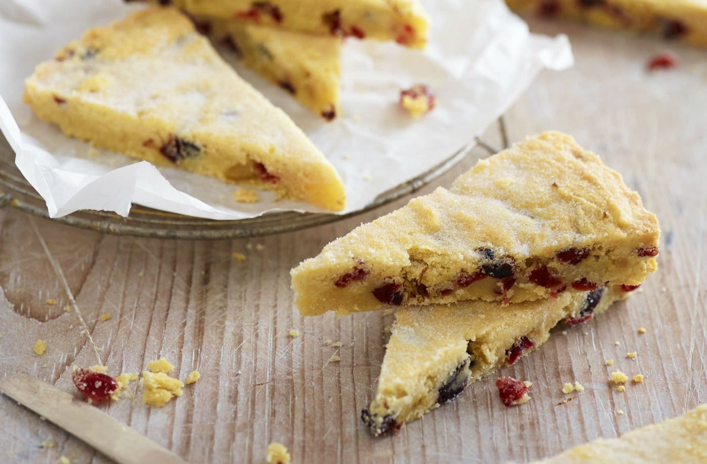 Cherry and cranberry shortbread
