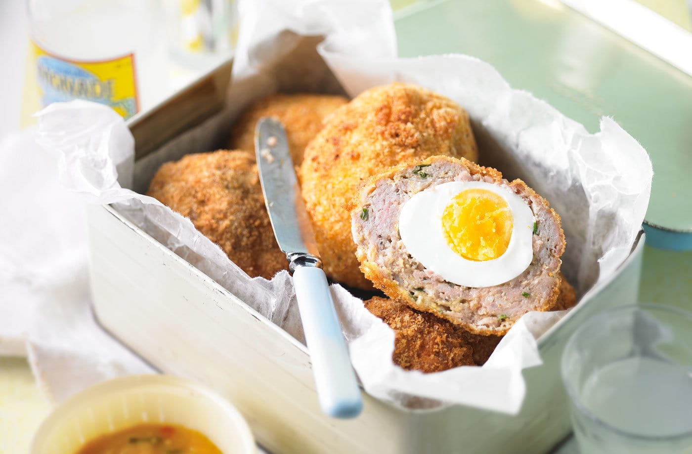 Pork and mustard scotch eggs