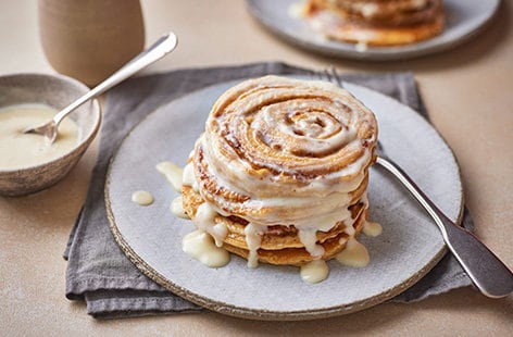 Image of "Cinnamon roll pancakes"