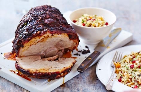 Image of "Harissa-glazed pork leg with quinoa "
