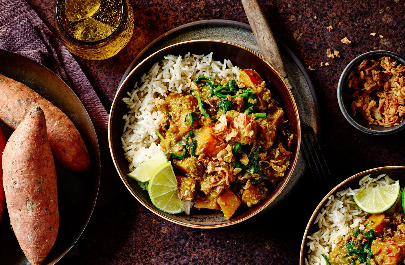 Sweet potato and spinach curry