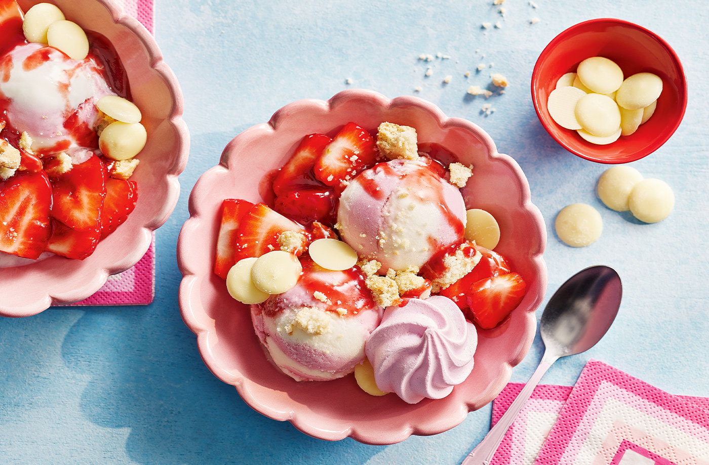 Strawberry shortcake sundae
