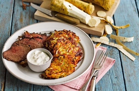Image of "Potato, horseradish and spring onion rösti"