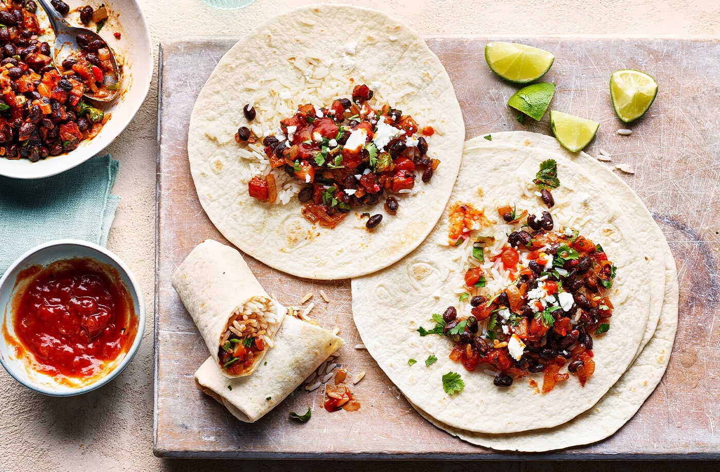 Butternut and black bean burritos