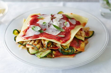 Image of "Courgette and tomato open lasagne"