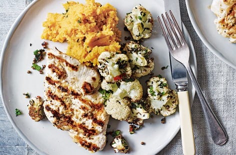 Image of "Griddled lemon chicken with cauliflower"