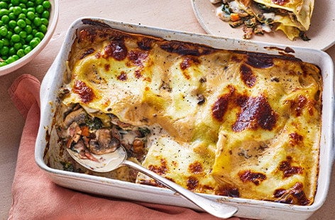 Image of "Cheat's bacon and mushroom lasagne"