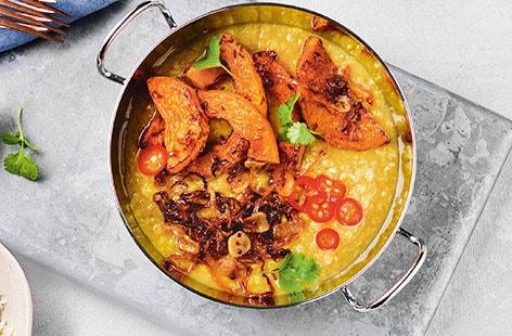 Image of "Roasted squash Tadka dhal "