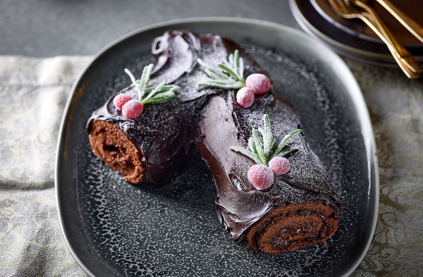 Microwave chocolate yule log