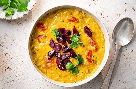 Image of "Red lentil dhal with beetroot"