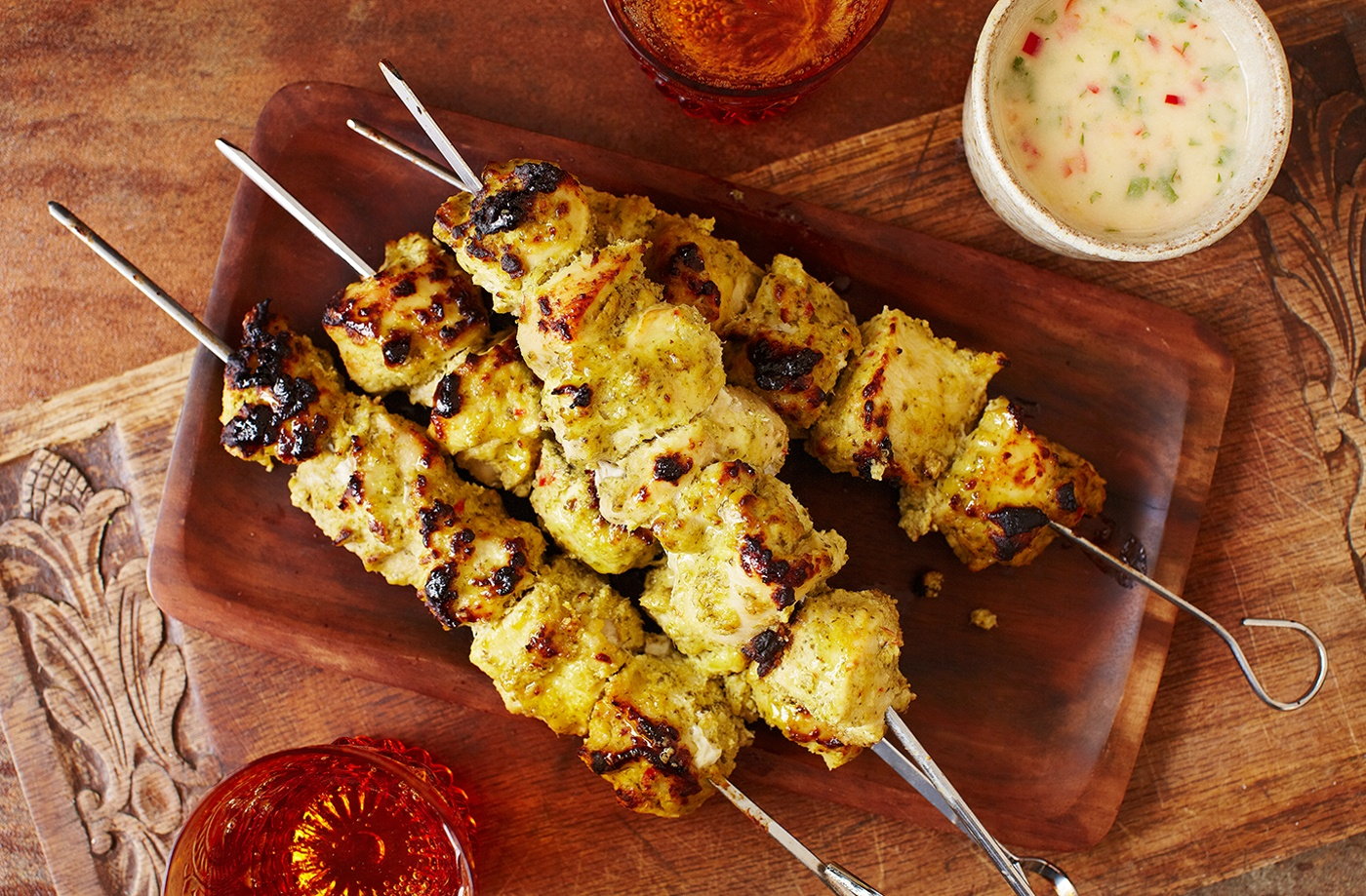 Thai chicken skewers with coconut dipping sauce