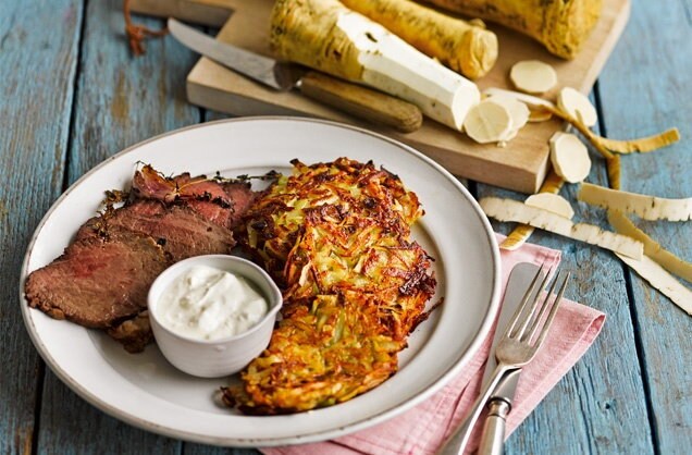 Potato, horseradish and spring onion rösti