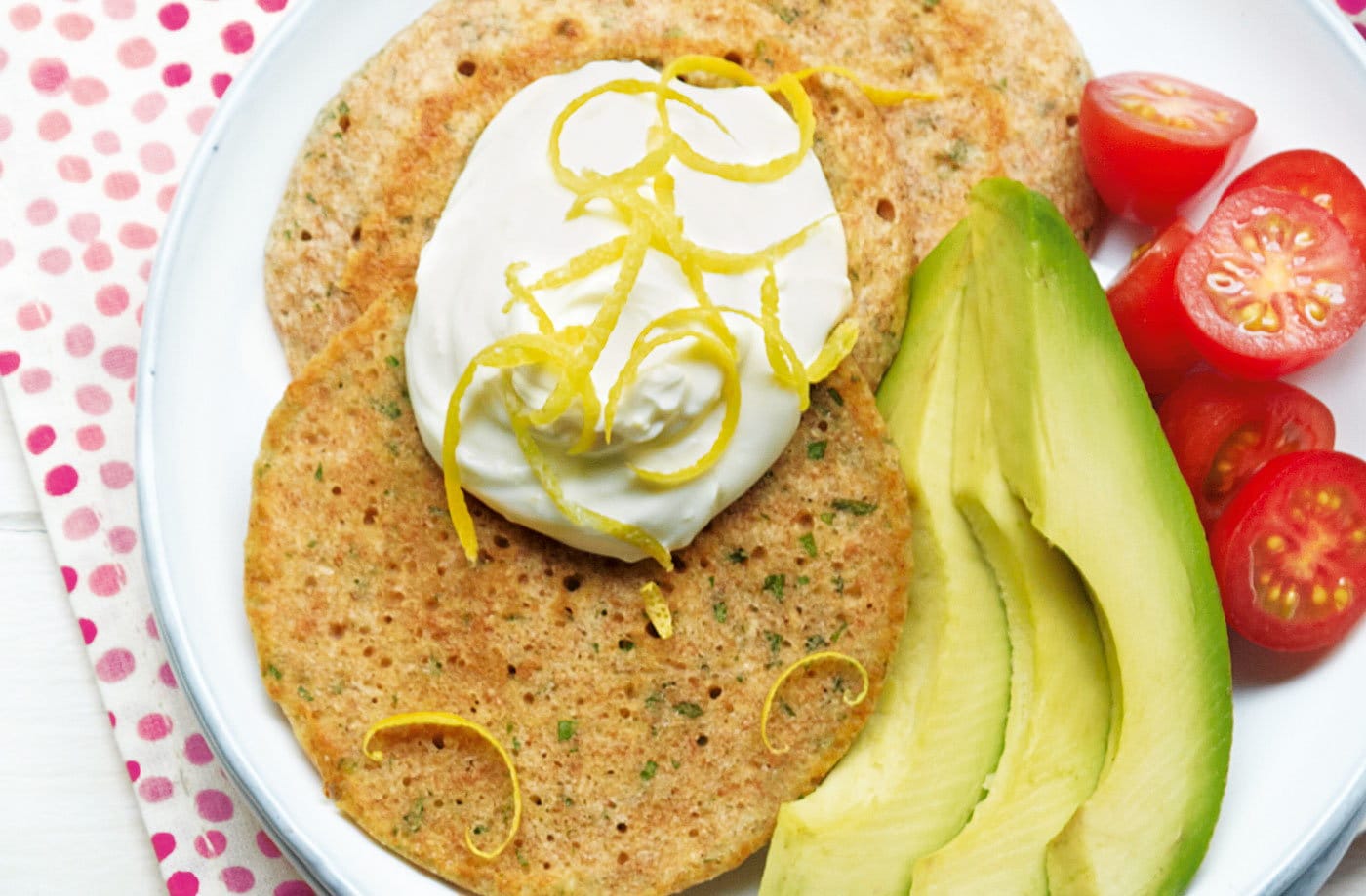 Healthy pancakes with lemon cream cheese