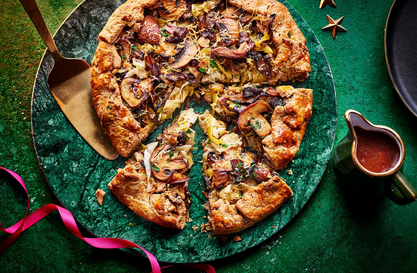 Mixed mushroom, chestnut and leek galette