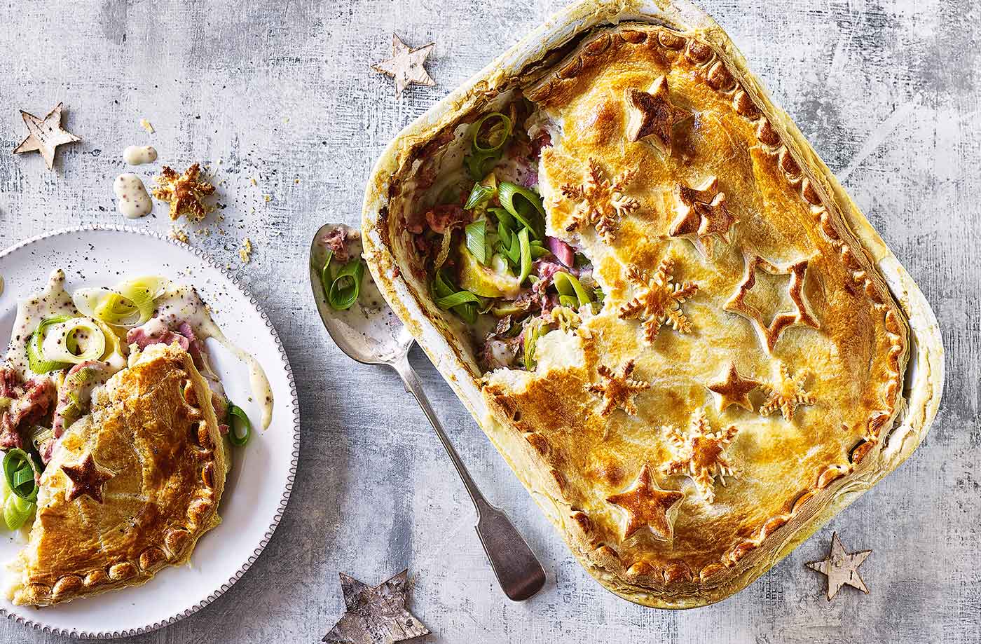 Ham, leek and potato pie