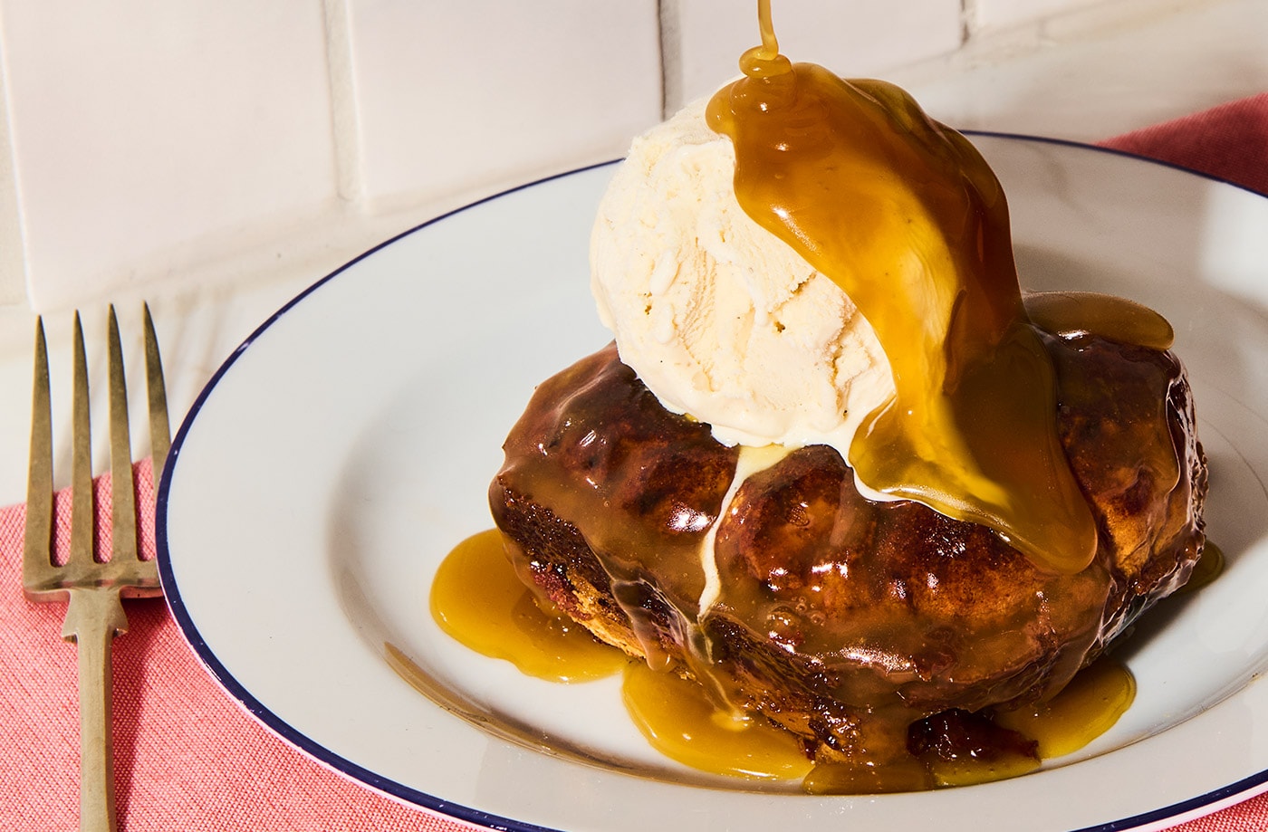 Hot cross bun sticky toffee pudding