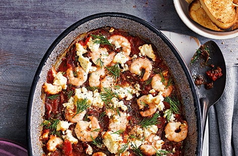 Image of "Baked prawns with tomatoes and feta"