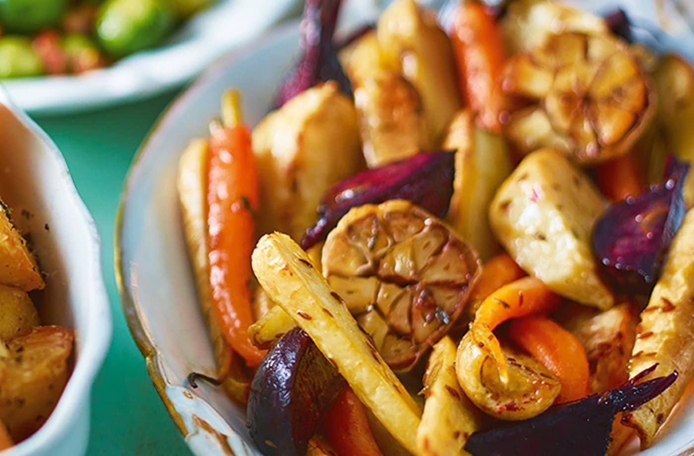 Roasted maple and cumin roots