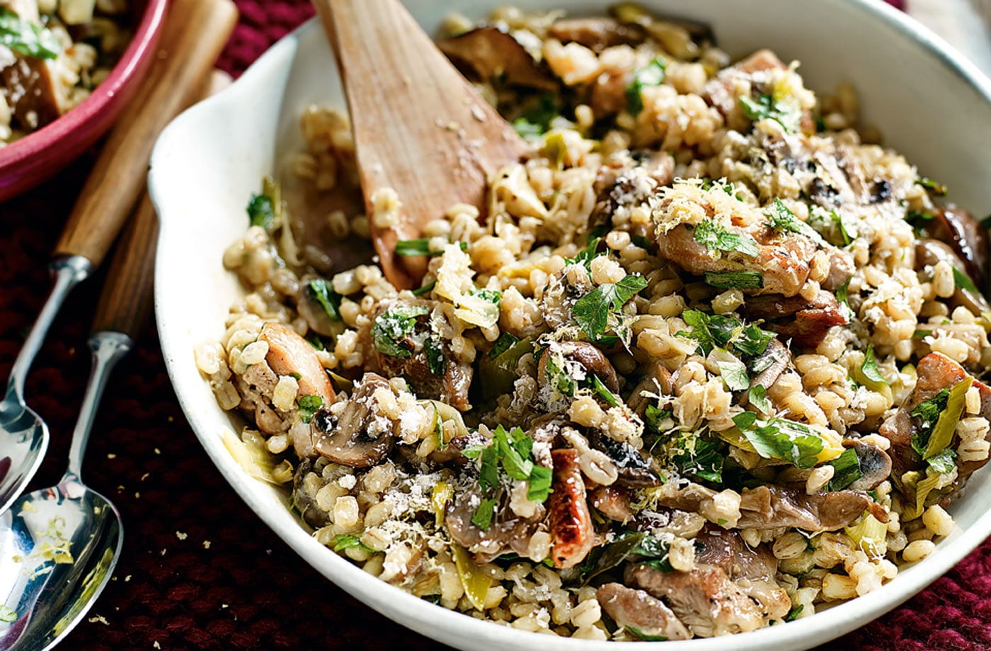Chicken and mushroom pearl barley risotto