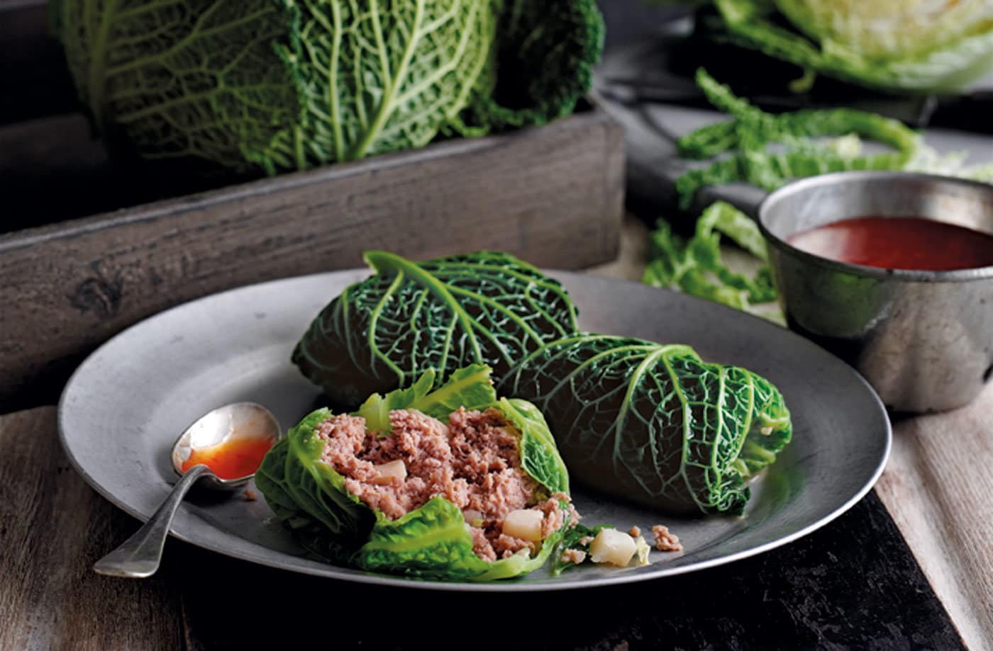 Savoy cabbage and pork dumplings