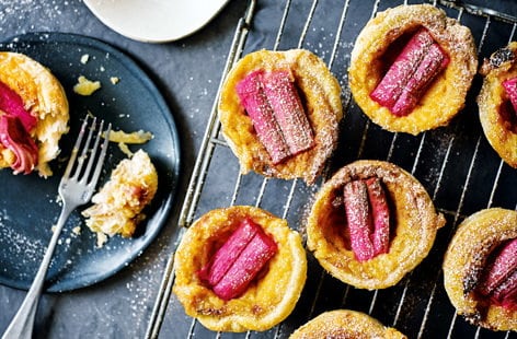 Image of "Rhubarb and custard Portuguese tarts"