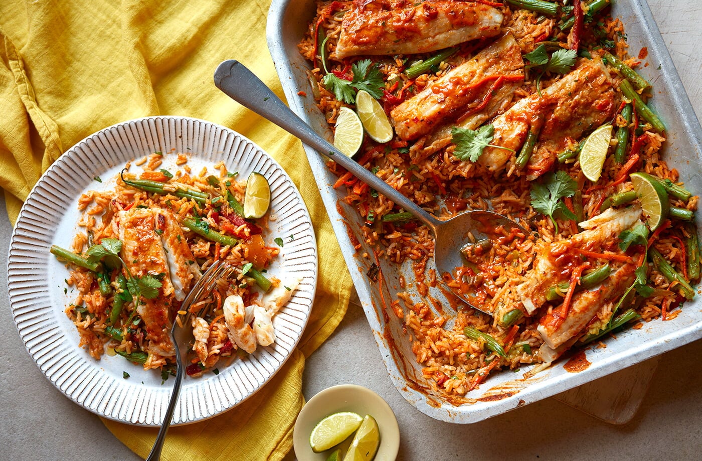 One-tray Thai-style red fish curry