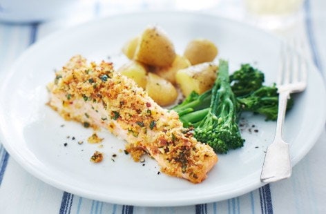 Image of "Grilled salmon steaks with a five spice crust"