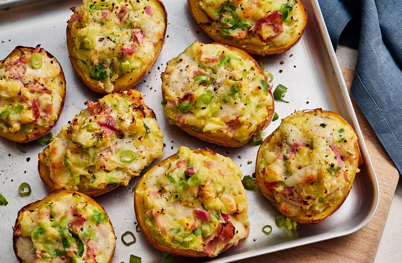Cabbage and ham loaded jacket skins